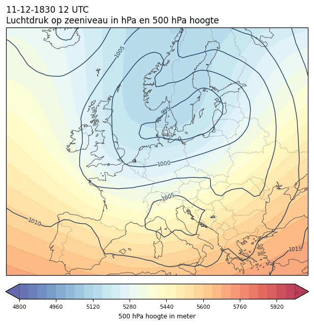 Weerkaart van 11 december 1830 om 12 UTC