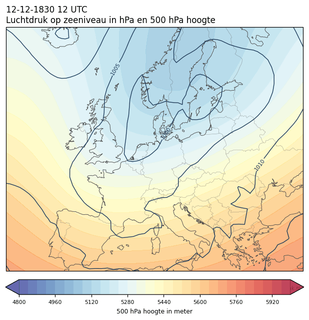 Weerkaart van 12 december 1830 om 12 UTC