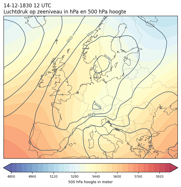 Weerkaart van 14 december 1830 om 12 UTC