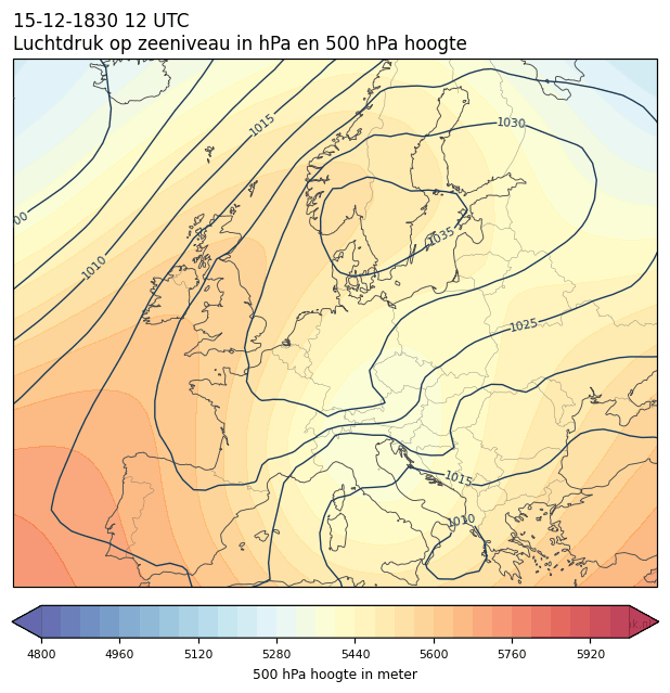 Weerkaart van 15 december 1830 om 12 UTC