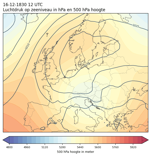Weerkaart van 16 december 1830 om 12 UTC
