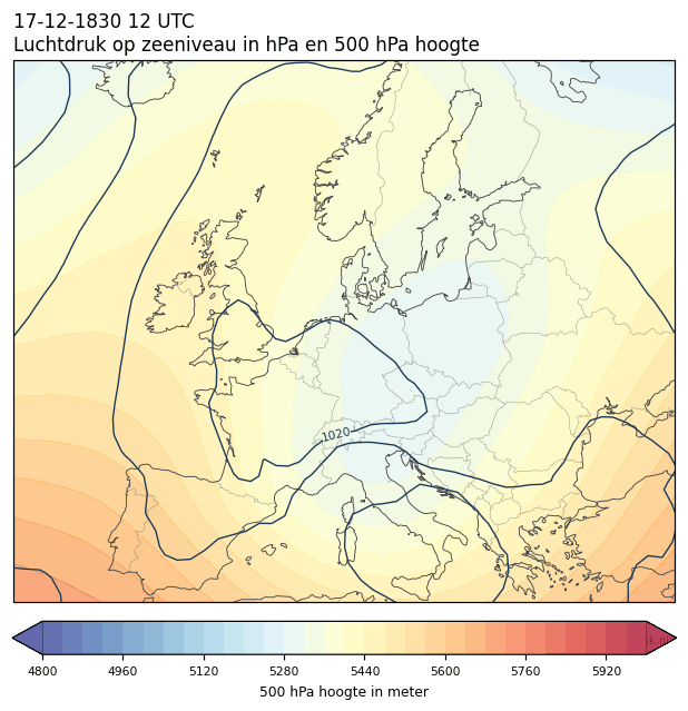 Weerkaart van 17 december 1830 om 12 UTC