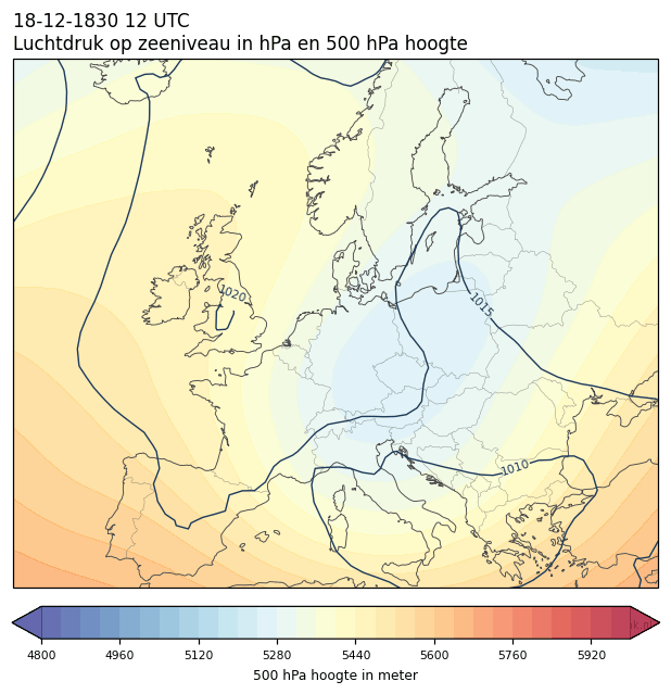Weerkaart van 18 december 1830 om 12 UTC