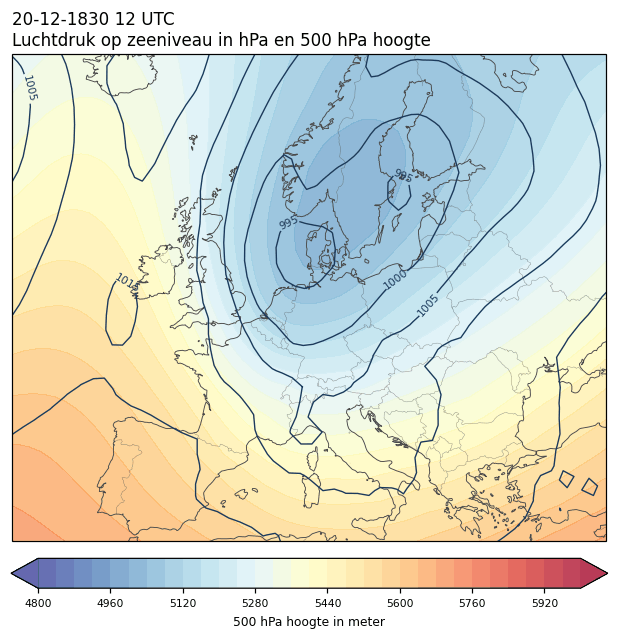 Weerkaart van 20 december 1830 om 12 UTC