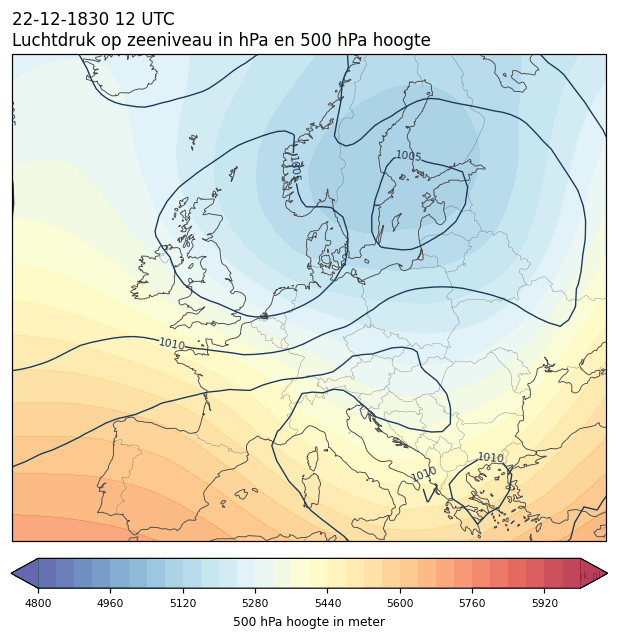 Weerkaart van 22 december 1830 om 12 UTC
