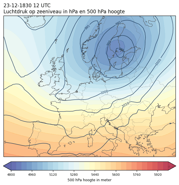 Weerkaart van 23 december 1830 om 12 UTC