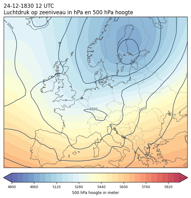 Weerkaart van 24 december 1830 om 12 UTC