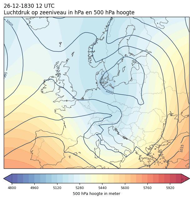Weerkaart van 26 december 1830 om 12 UTC