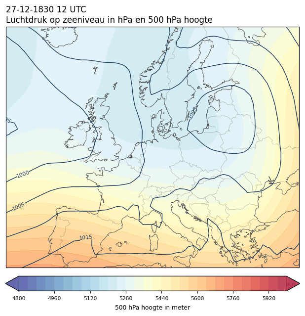 Weerkaart van 27 december 1830 om 12 UTC