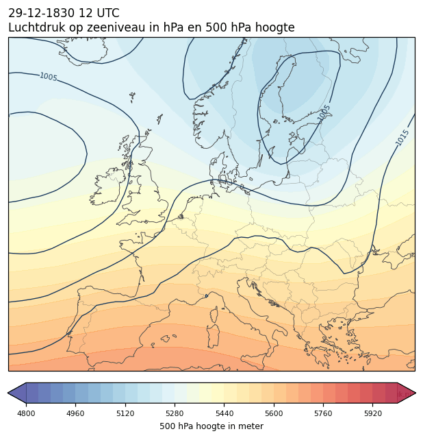 Weerkaart van 29 december 1830 om 12 UTC
