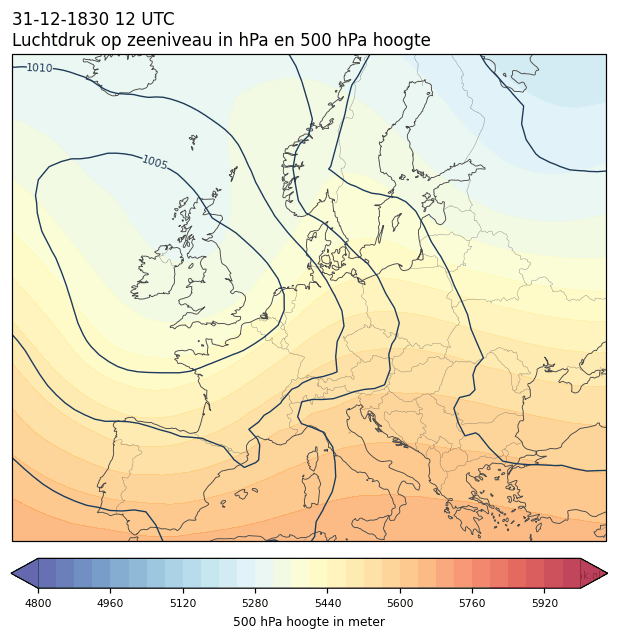 Weerkaart van 31 december 1830 om 12 UTC