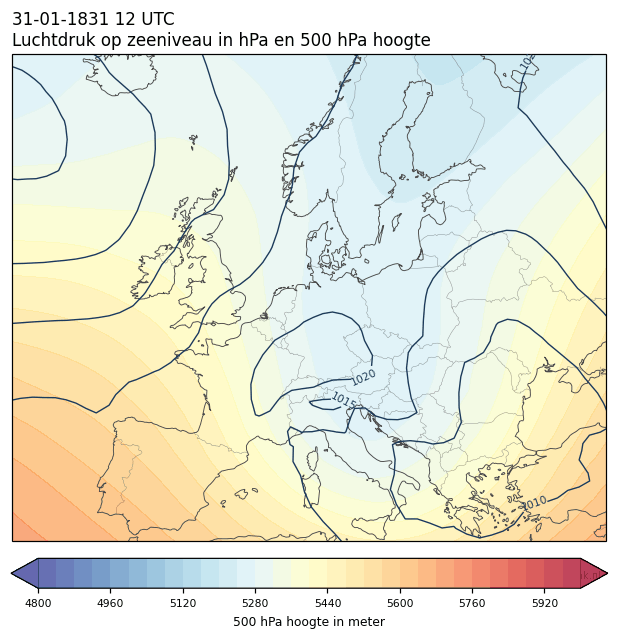 Weerkaart van 31 januari 1831 om 12 UTC