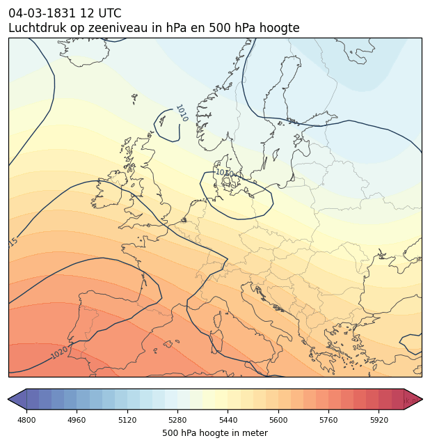 Weerkaart van 4 maart 1831 om 12 UTC