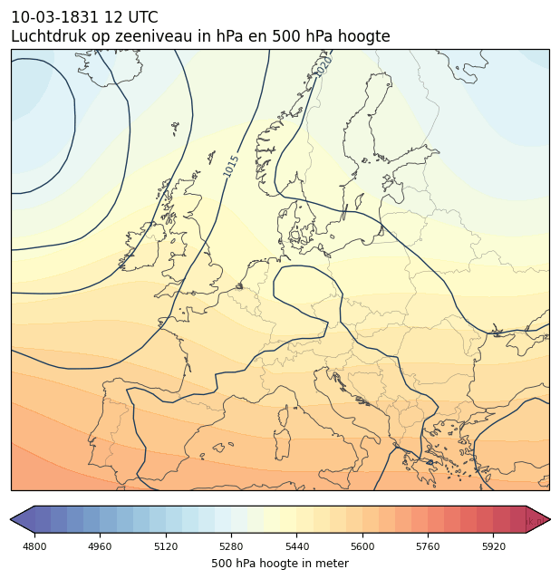 Weerkaart van 10 maart 1831 om 12 UTC