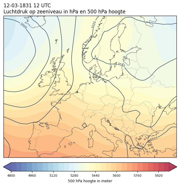 Weerkaart van 12 maart 1831 om 12 UTC