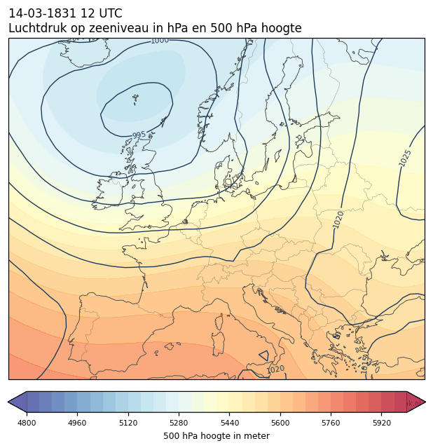 Weerkaart van 14 maart 1831 om 12 UTC