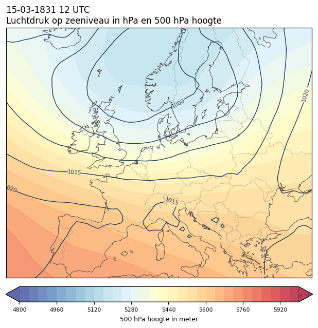 Weerkaart van 15 maart 1831 om 12 UTC