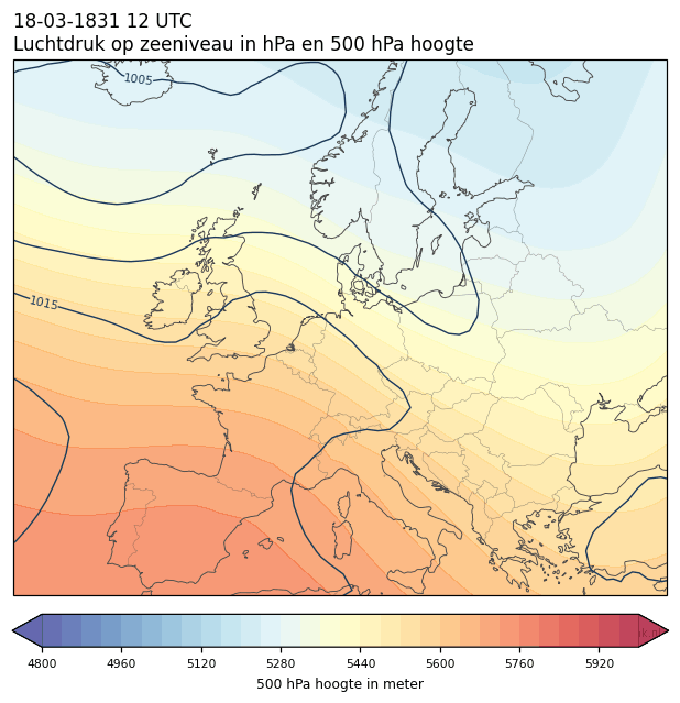 Weerkaart van 18 maart 1831 om 12 UTC