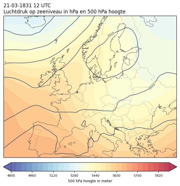 Weerkaart van 21 maart 1831 om 12 UTC