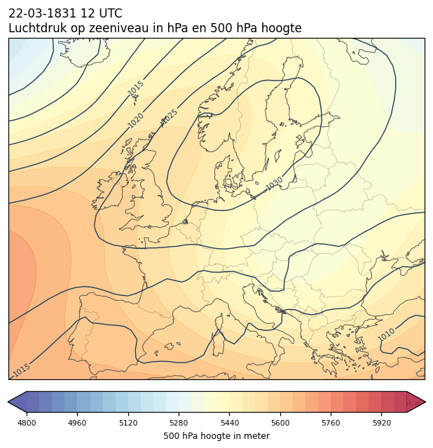 Weerkaart van 22 maart 1831 om 12 UTC