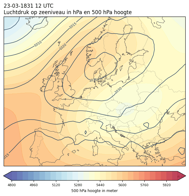 Weerkaart van 23 maart 1831 om 12 UTC