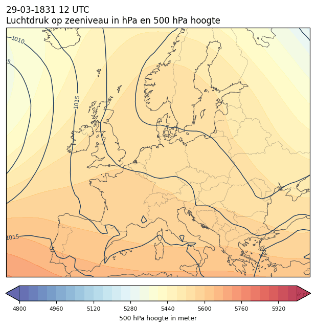 Weerkaart van 29 maart 1831 om 12 UTC