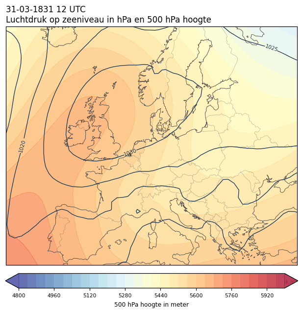 Weerkaart van 31 maart 1831 om 12 UTC