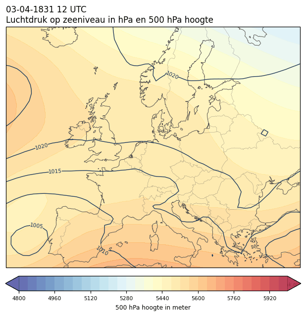 Weerkaart van 3 april 1831 om 12 UTC