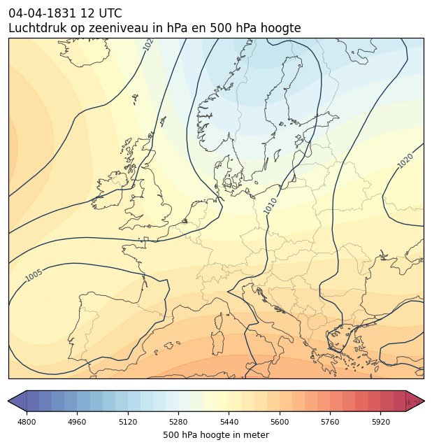Weerkaart van 4 april 1831 om 12 UTC