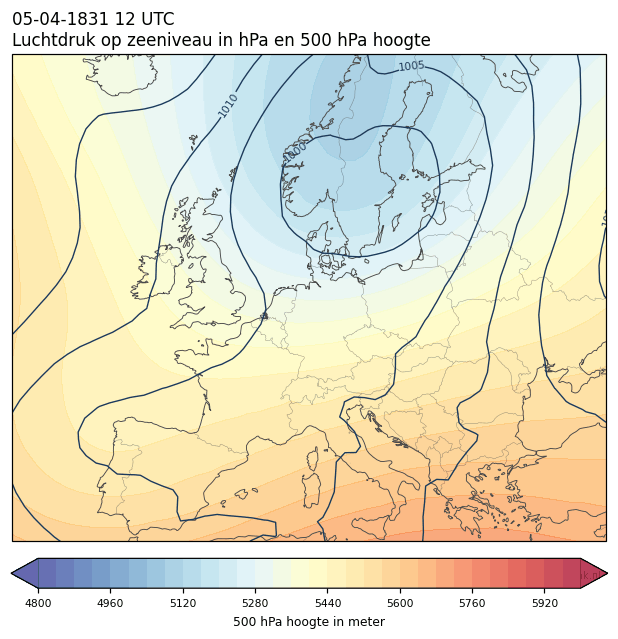 Weerkaart van 5 april 1831 om 12 UTC