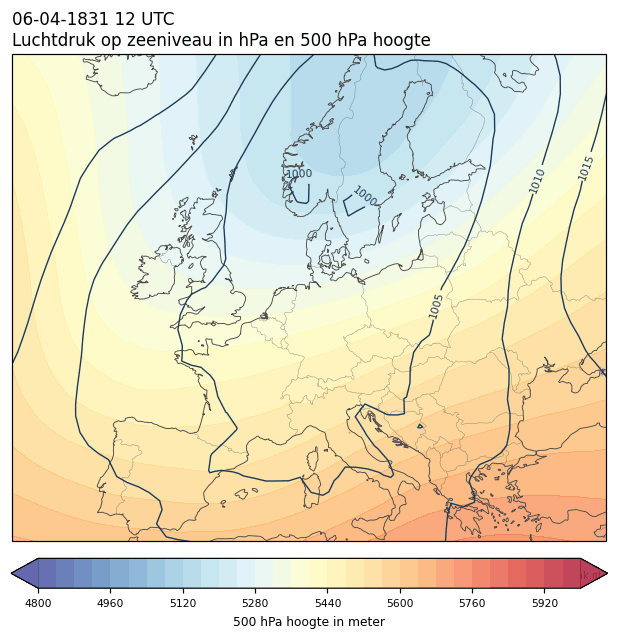 Weerkaart van 6 april 1831 om 12 UTC