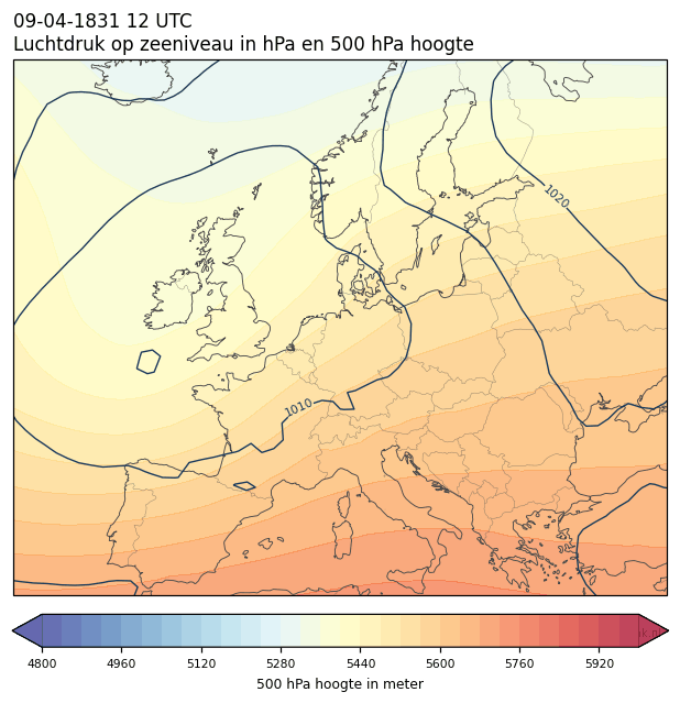 Weerkaart van 9 april 1831 om 12 UTC