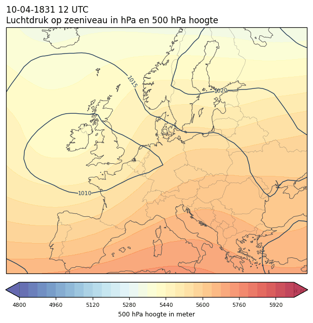 Weerkaart van 10 april 1831 om 12 UTC