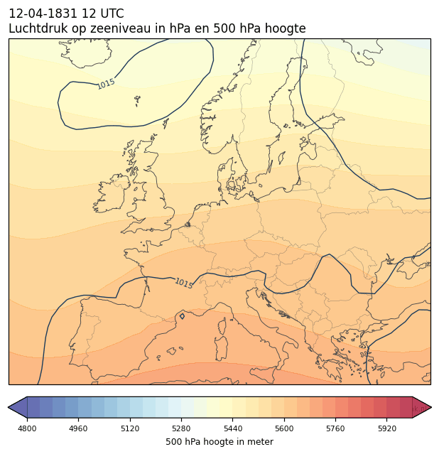 Weerkaart van 12 april 1831 om 12 UTC