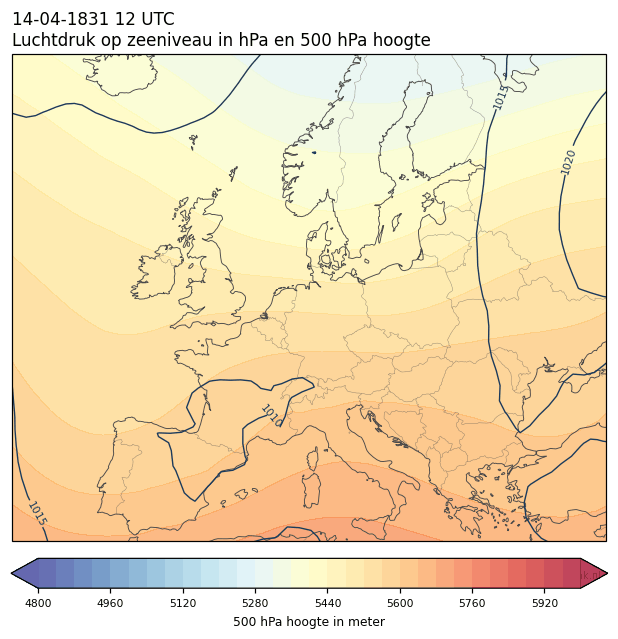 Weerkaart van 14 april 1831 om 12 UTC