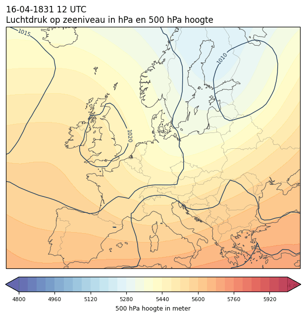 Weerkaart van 16 april 1831 om 12 UTC