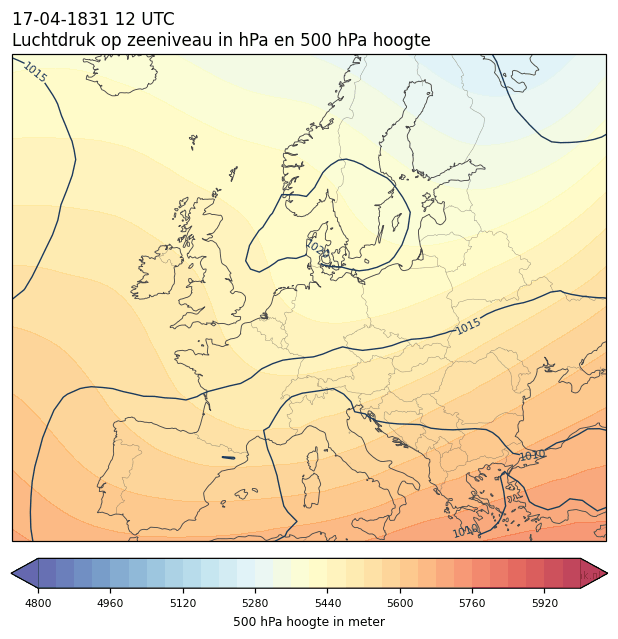 Weerkaart van 17 april 1831 om 12 UTC