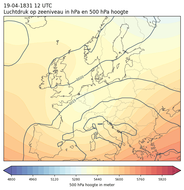 Weerkaart van 19 april 1831 om 12 UTC