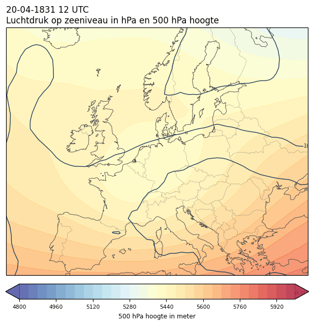 Weerkaart van 20 april 1831 om 12 UTC