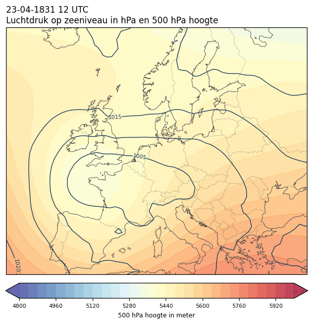 Weerkaart van 23 april 1831 om 12 UTC