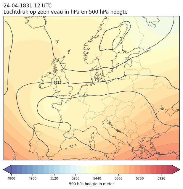 Weerkaart van 24 april 1831 om 12 UTC
