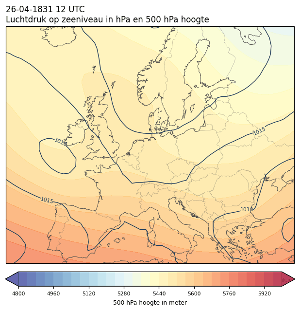 Weerkaart van 26 april 1831 om 12 UTC
