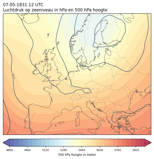 Weerkaart van 7 mei 1831 om 12 UTC