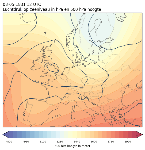 Weerkaart van 8 mei 1831 om 12 UTC