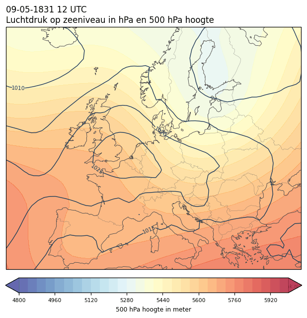 Weerkaart van 9 mei 1831 om 12 UTC