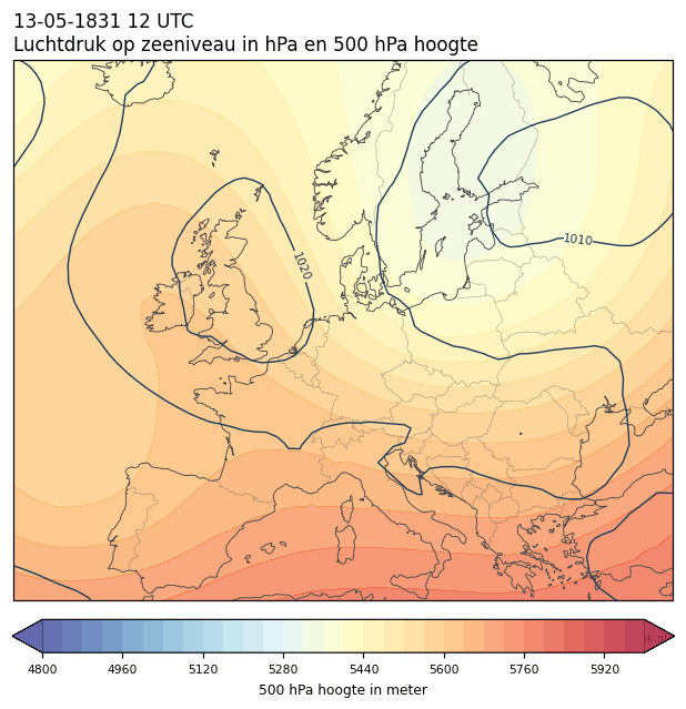 Weerkaart van 13 mei 1831 om 12 UTC