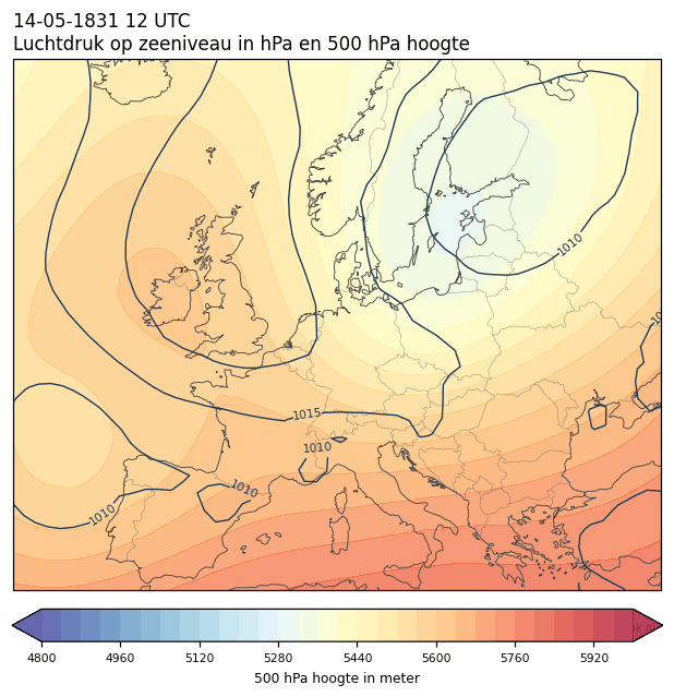 Weerkaart van 14 mei 1831 om 12 UTC