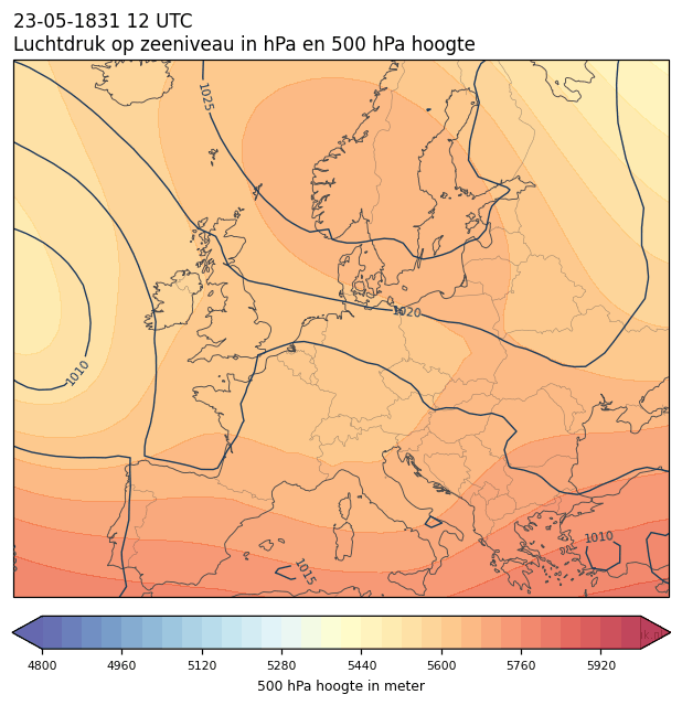 Weerkaart van 23 mei 1831 om 12 UTC