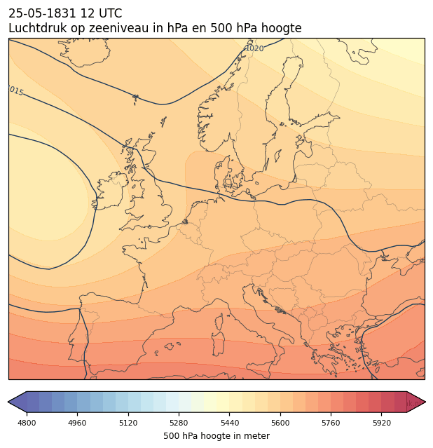 Weerkaart van 25 mei 1831 om 12 UTC