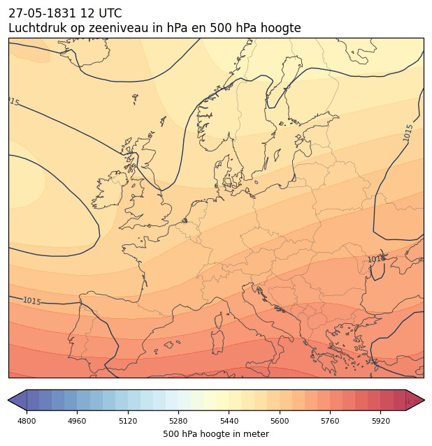 Weerkaart van 27 mei 1831 om 12 UTC